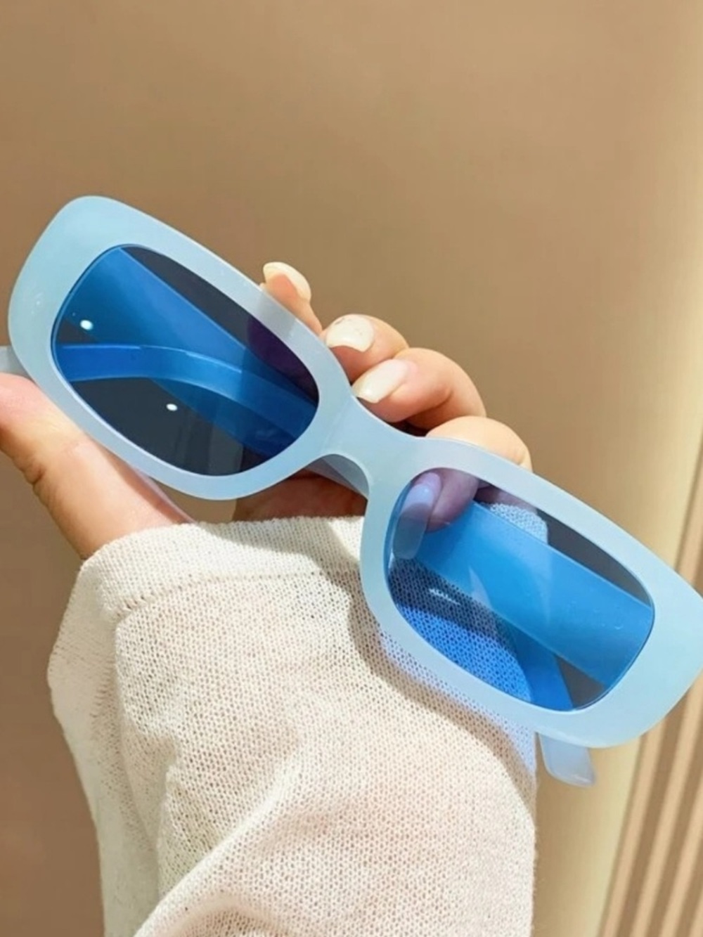 Light Blue Rectangular Women’s Sunglasses